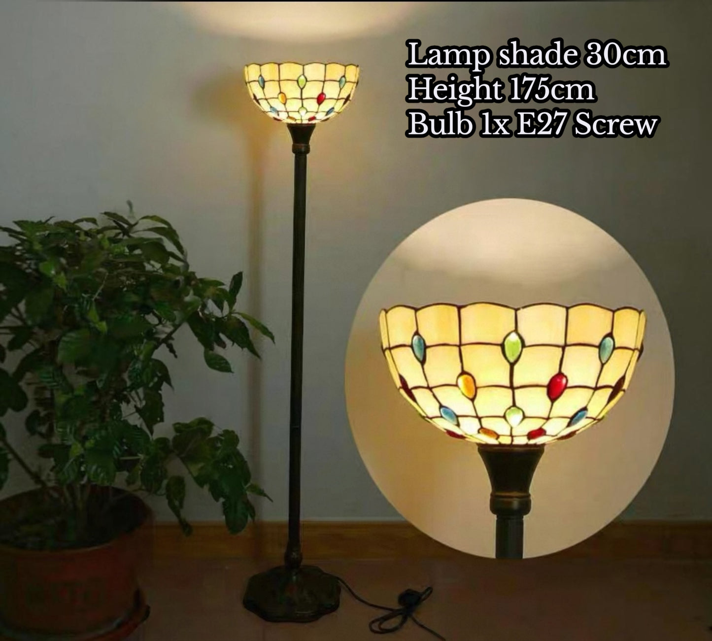 CDH Tiffany Torchiere Floor Lamp (12103H) 12" 30CM Shade