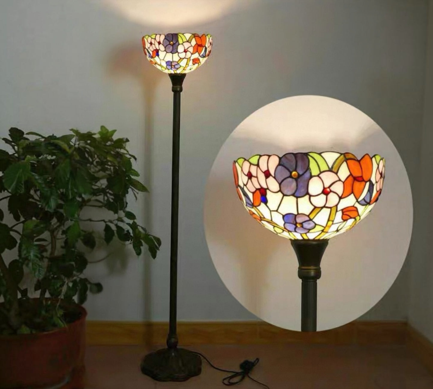 CDH Tiffany Torchiere Floor Lamp (100002TH) 12" 30CM Shade