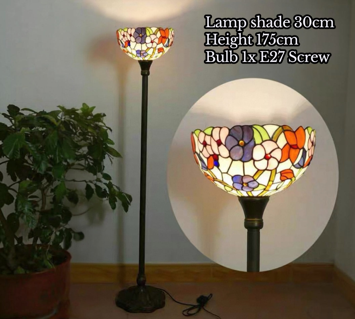 CDH Tiffany Torchiere Floor Lamp (100002TH) 12" 30CM Shade