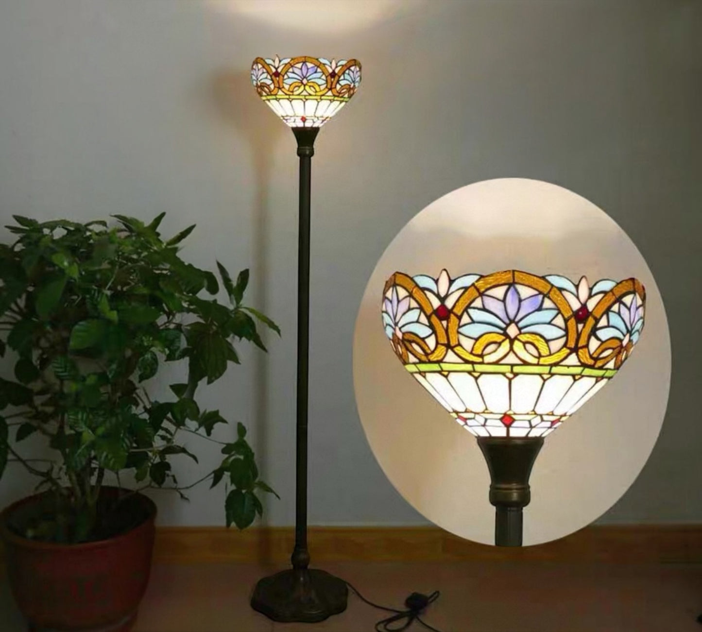 CDH Tiffany Torchiere Floor Lamp (12045H) 12" 30CM Shade