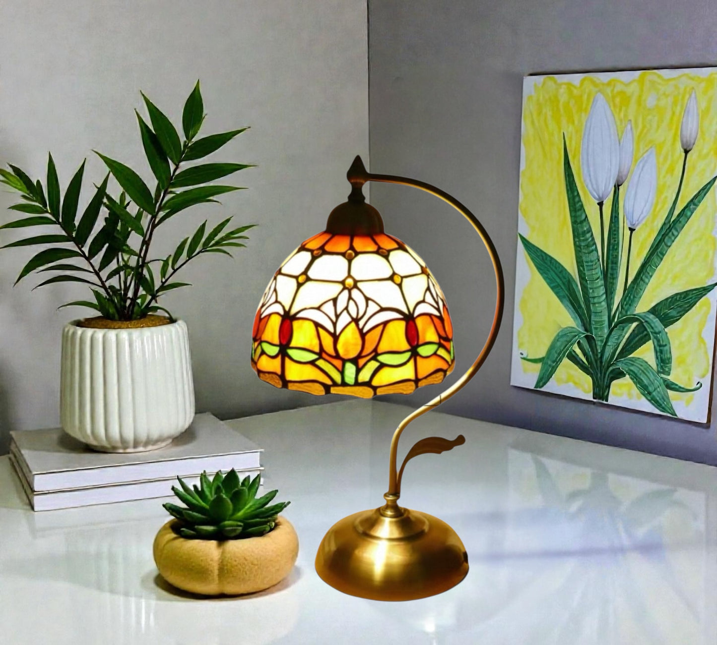 CDH Tiffany Table Lamp with 20cm Shade (12009M)