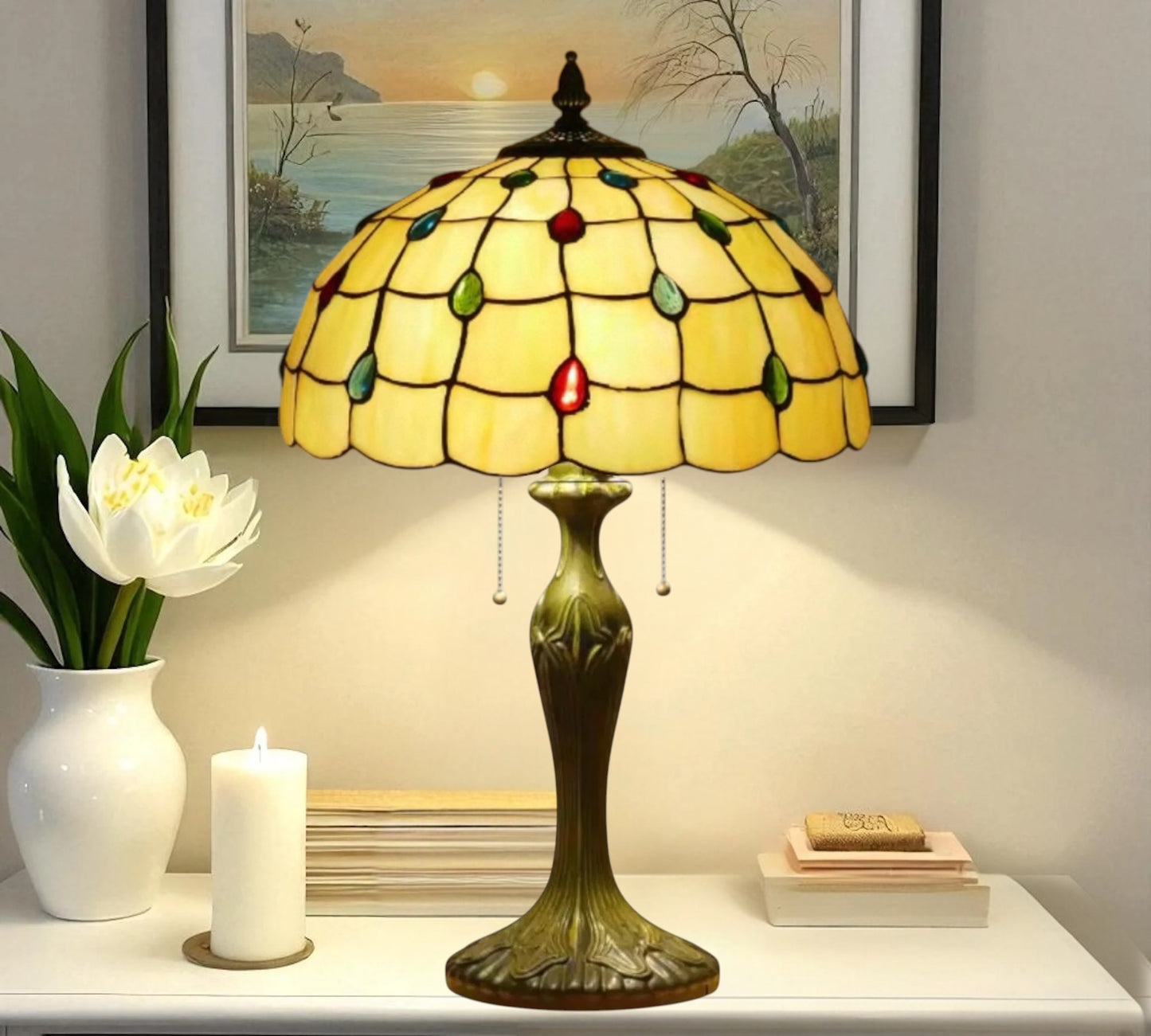 CDH 16" Tiffany Table Lamp 40cm Shade (12103L)