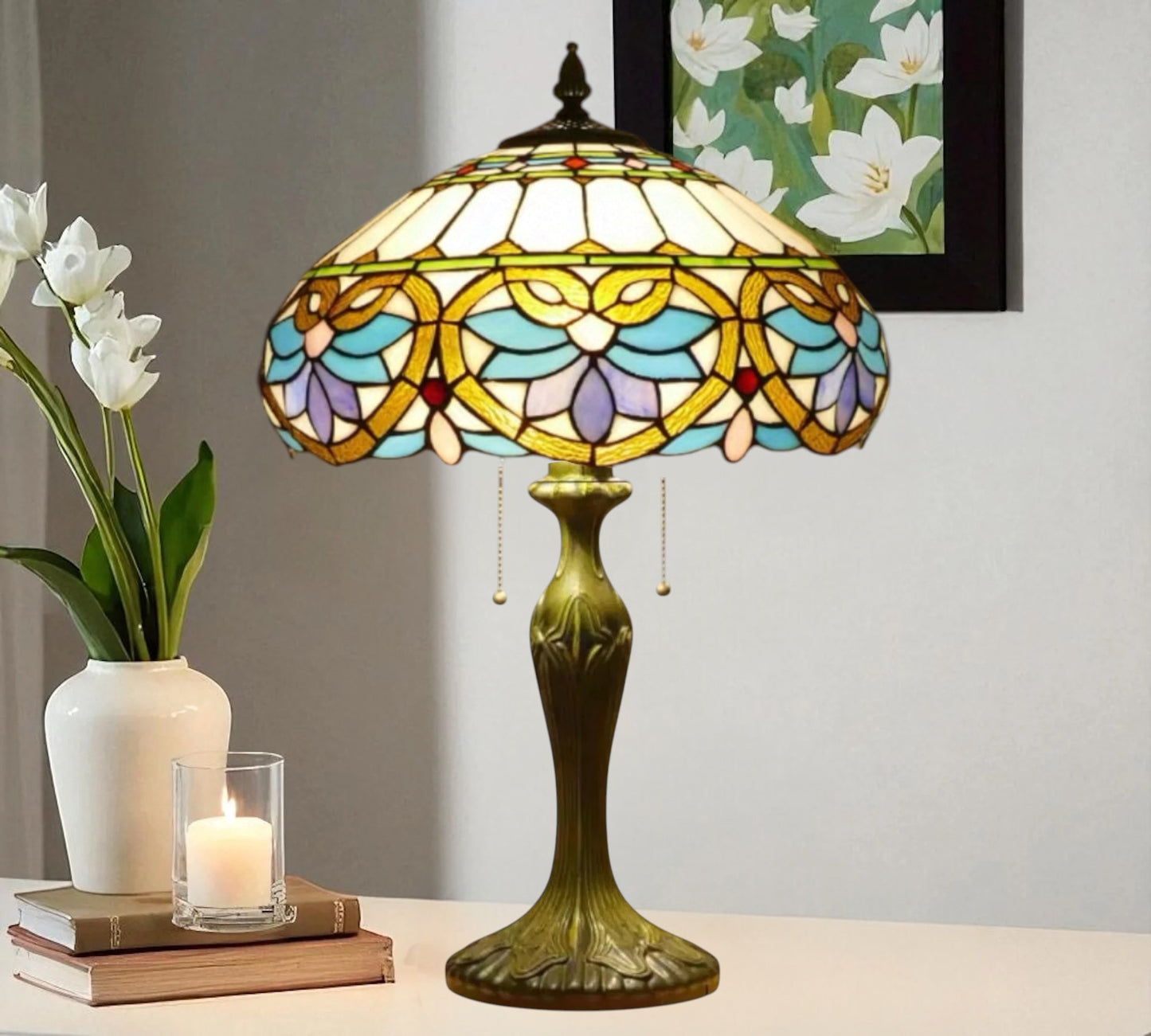 CDH 16" Tiffany Table Lamp 40cm Shade (12045L)