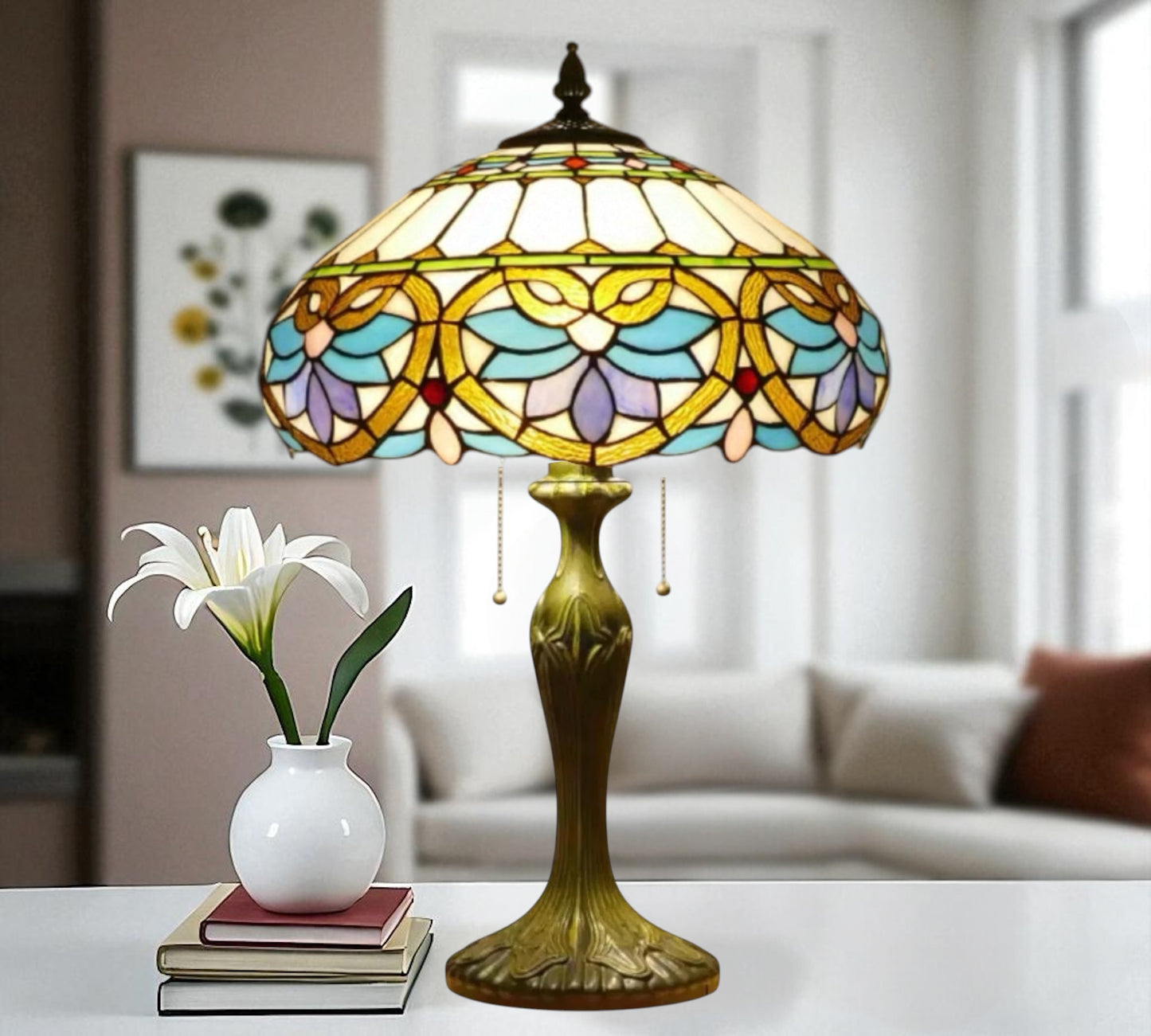 CDH 16" Tiffany Table Lamp 40cm Shade (12045L)
