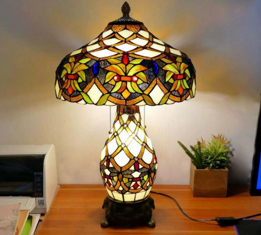 CDH 16" LARGE Tiffany Mother-Daughter Vase Lamp 40cm Shade (15009D)