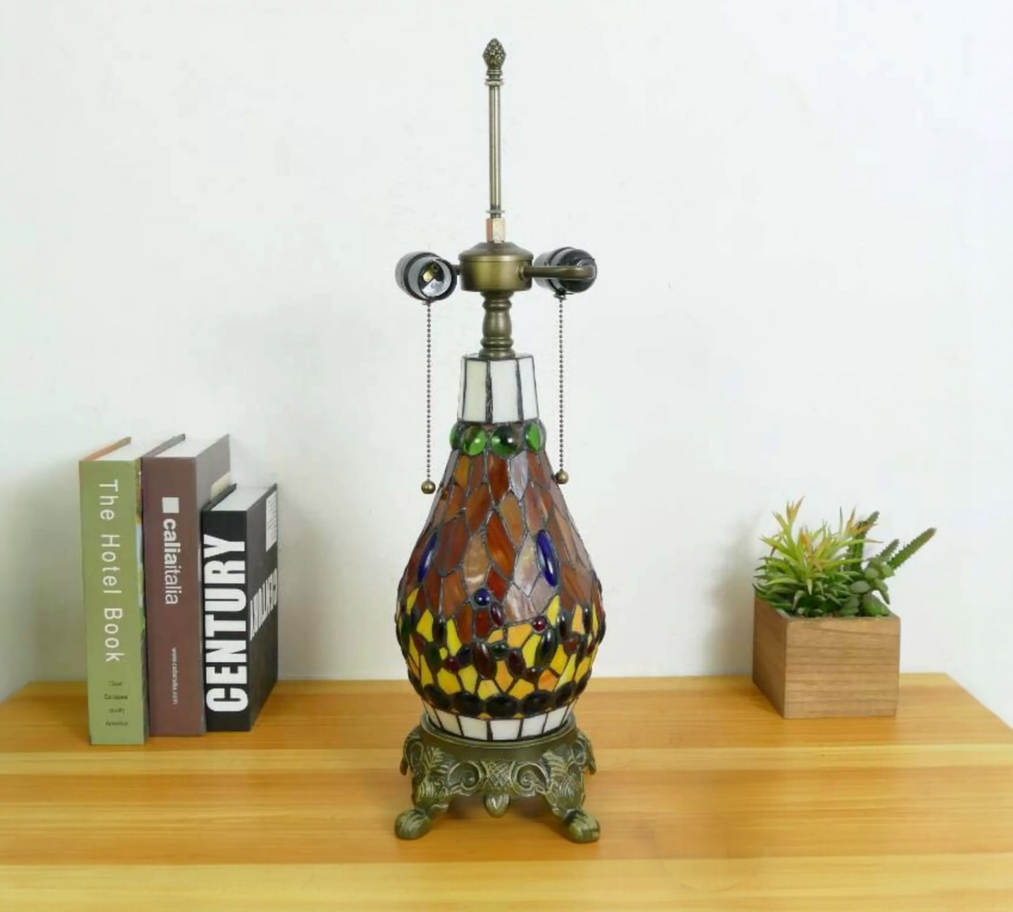 CDH 16" LARGE Tiffany Mother-Daughter Vase Lamp 40cm Shade (15005D)
