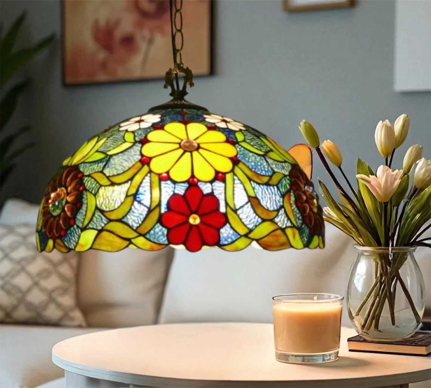 CDH 20" XLARGE Tiffany Pendant Lamp 50cm shade (15039XXLC)