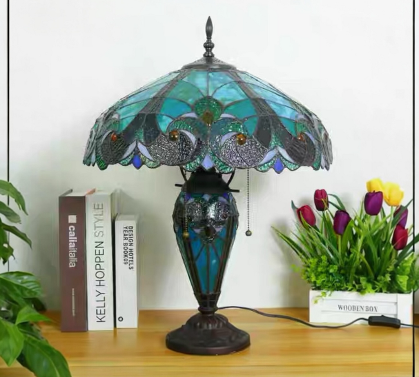 CDH 18" XLARGE Tiffany Mother-Daughter Vase Lamp 46cm Shade (15011D)