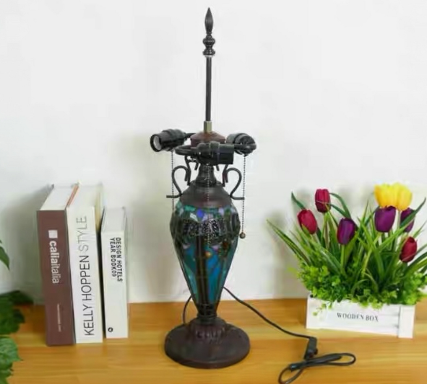 CDH 16" LARGE Tiffany Mother-Daughter Vase Lamp 40cm Shade (15011C)