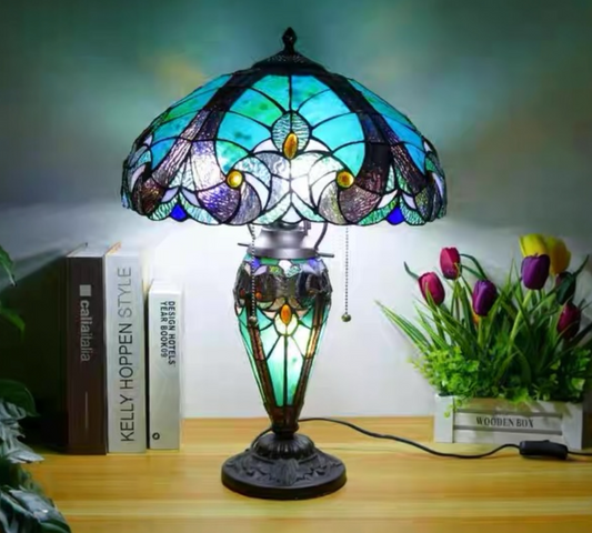 CDH 16" LARGE Tiffany Mother-Daughter Vase Lamp 40cm Shade (15011C)