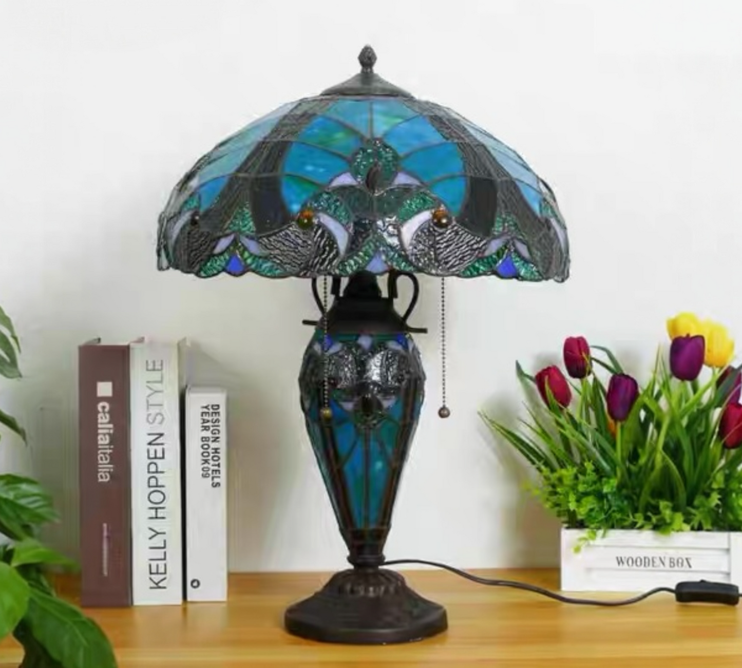 CDH 16" LARGE Tiffany Mother-Daughter Vase Lamp 40cm Shade (15011C)