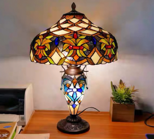 CDH 16" LARGE Tiffany Mother-Daughter Vase Lamp 40cm Shade (15009A)