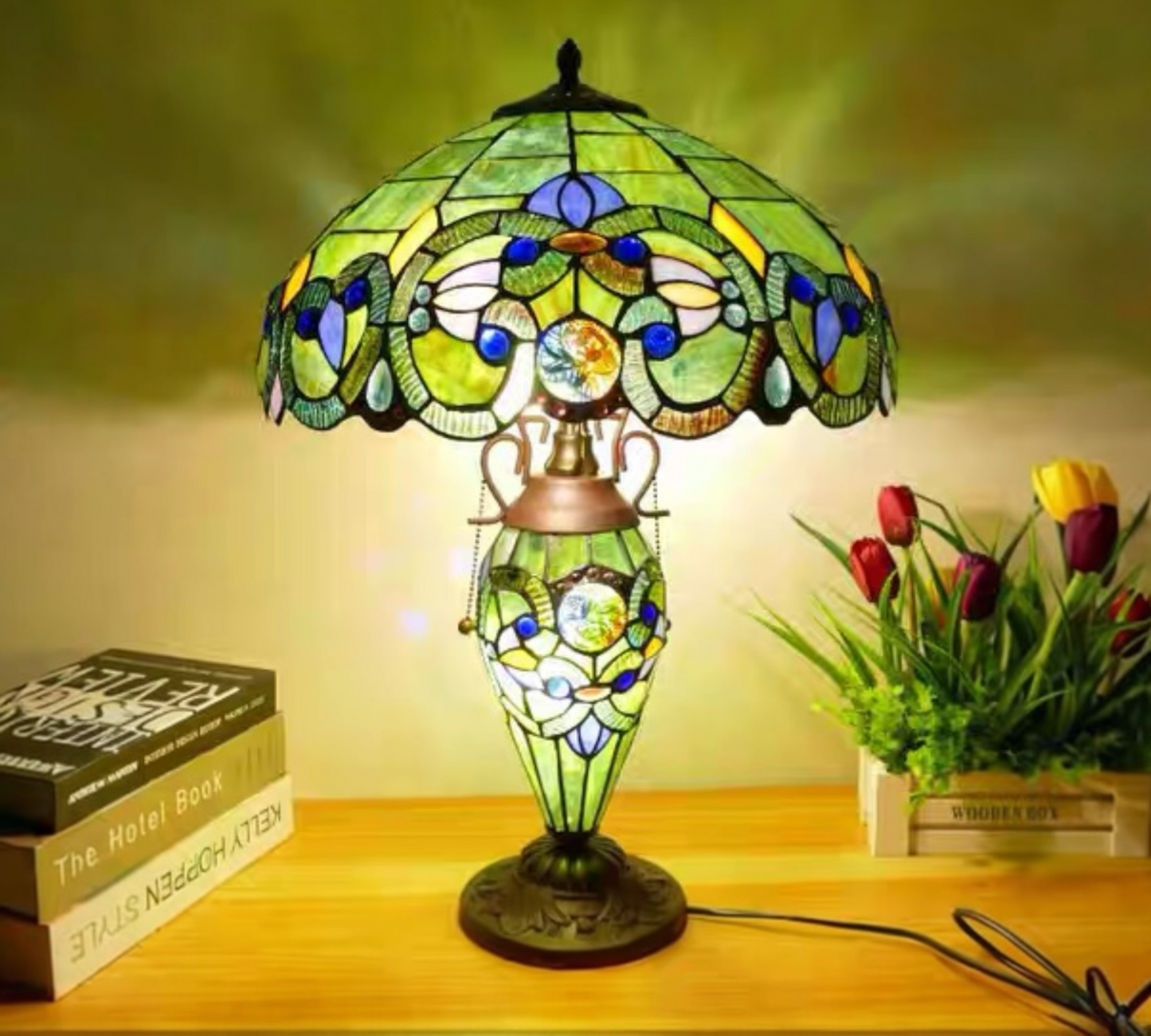 CDH 16" LARGE Tiffany Mother-Daughter Vase Lamp 40cm Shade (15080A)