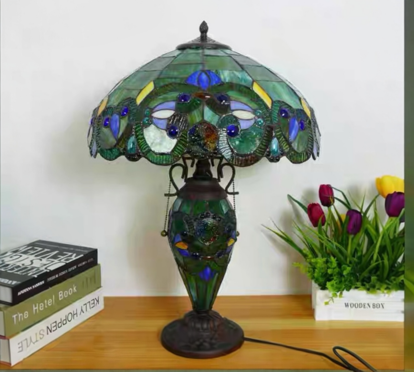 CDH 16" LARGE Tiffany Mother-Daughter Vase Lamp 40cm Shade (15080A)