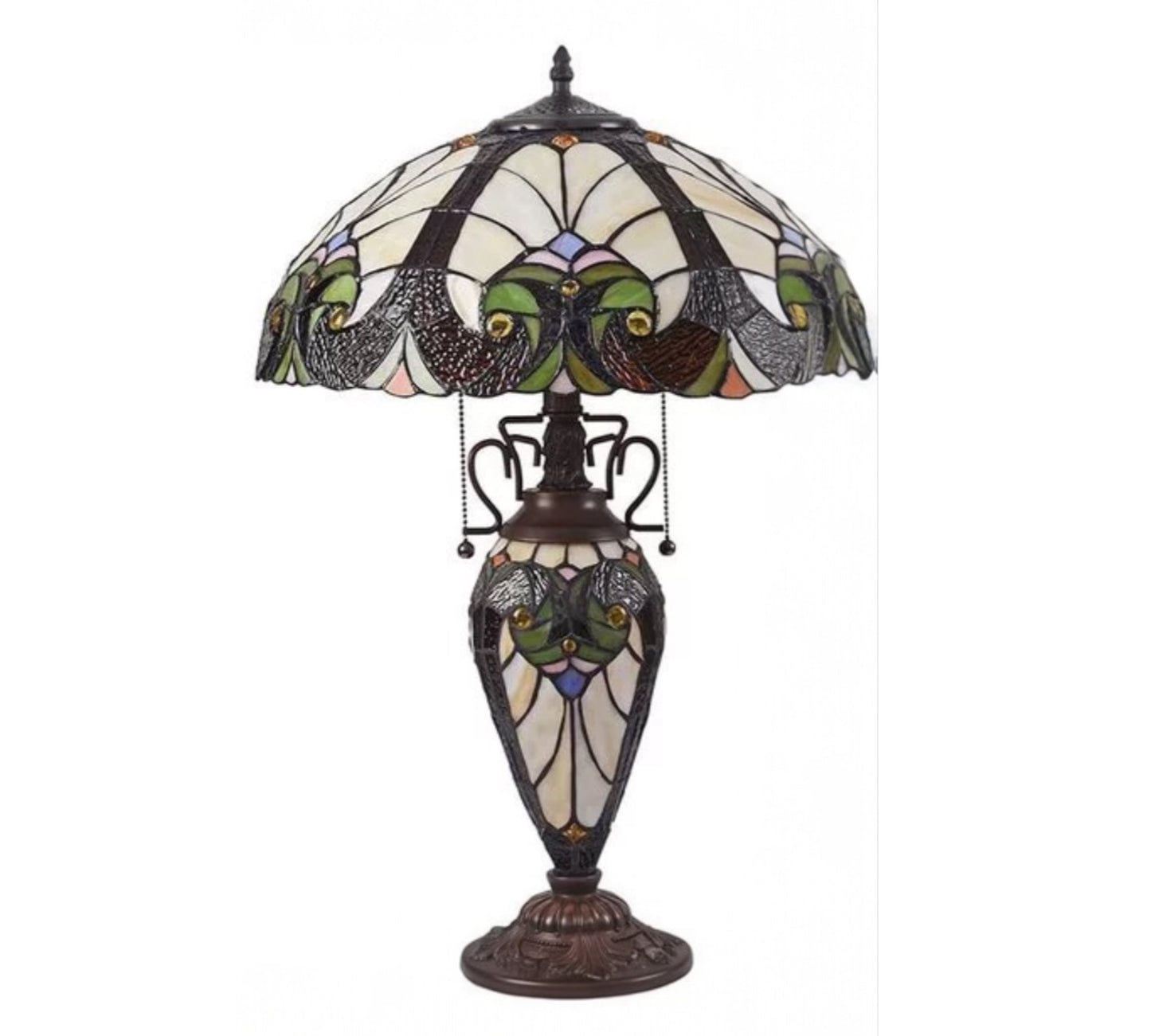 CDH 16" LARGE Tiffany Mother-Daughter Vase Lamp 40cm Shade (15011E)