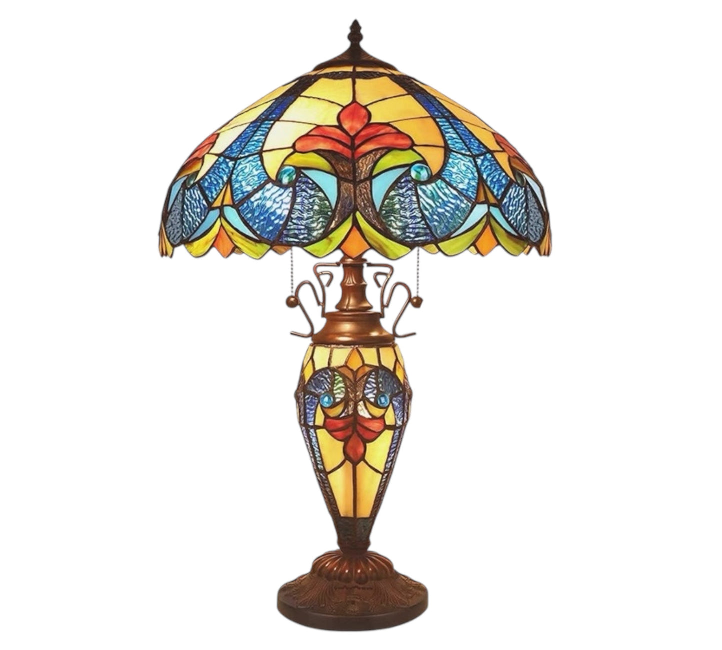 CDH 16" LARGE Tiffany Mother-Daughter Vase Lamp 40cm Shade (15011F)