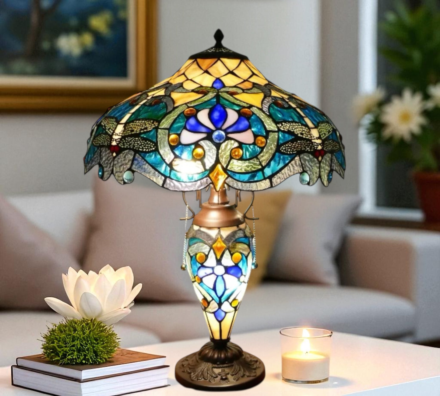 CDH 18" XLARGE Tiffany Mother-Daughter Vase Lamp 45cm Shade (15064)