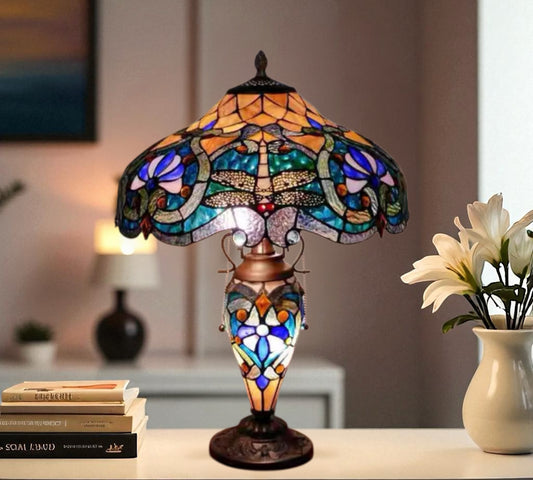 CDH 18" XLARGE Tiffany Mother-Daughter Vase Lamp 43cm Shade (15100)