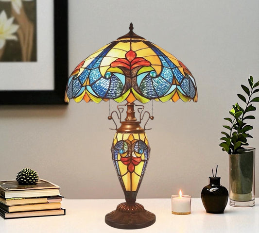 CDH 16" LARGE Tiffany Mother-Daughter Vase Lamp 40cm Shade (15011F)