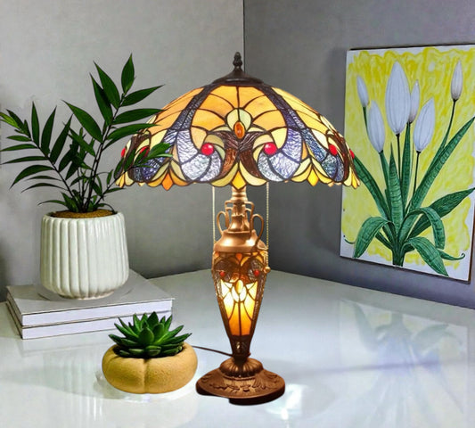 CDH 16" LARGE Tiffany Mother-Daughter Vase Lamp 40cm Shade (15011G)