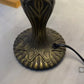 Tiffany-style table lamp base with textured bronze gold finish and attached power cable