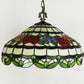 Stained glass pendant lamp shade with floral pattern and scalloped edge