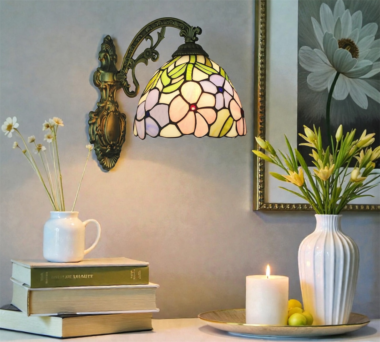 CDH Tiffany Wall Lights with 20cm Shade (12098W)