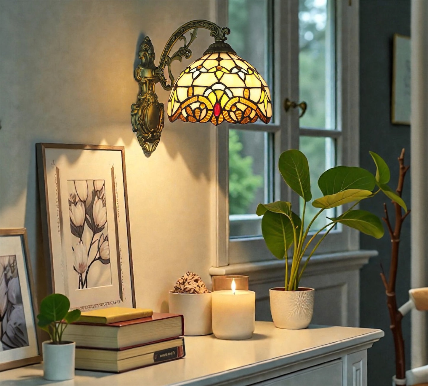 CDH Tiffany Wall Lights with 20cm Shade (12025Q2)