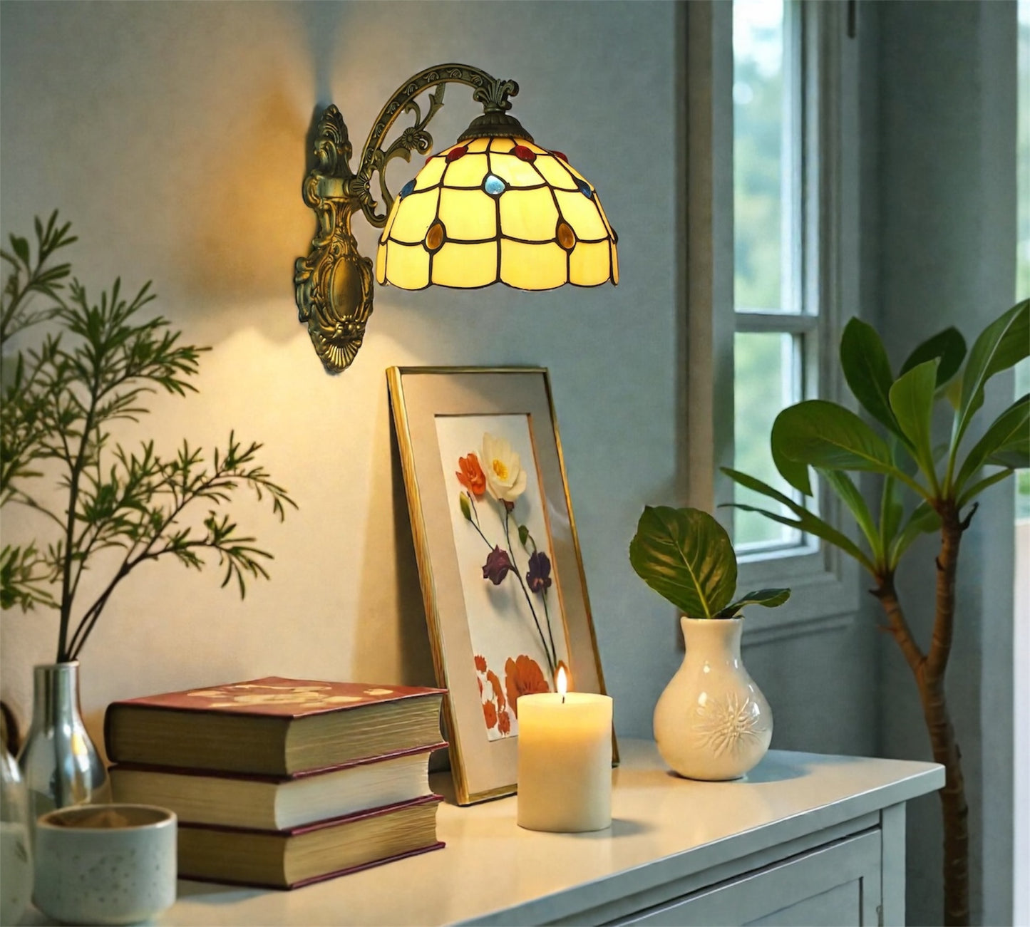 CDH Tiffany Wall Lights with 20cm Shade (12103W)