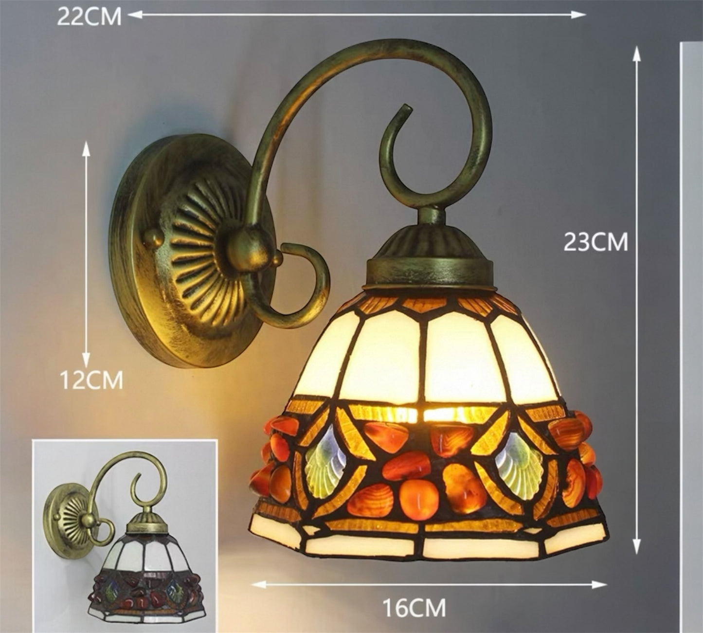 CDH Tiffany Wall Lights with 16cm Shade (26001W)