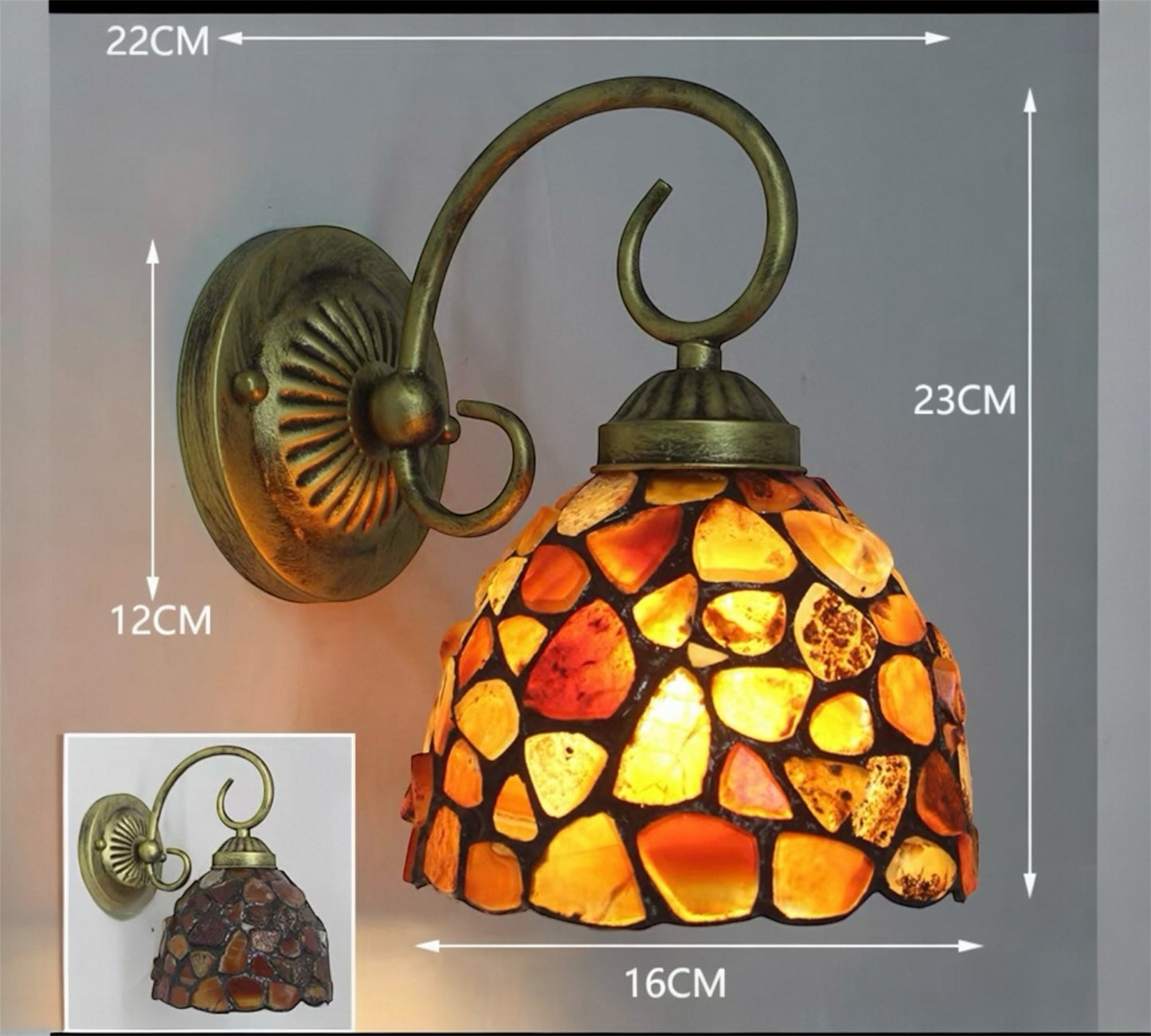 CDH Tiffany Wall Lights with 16cm Shade (26002BW)