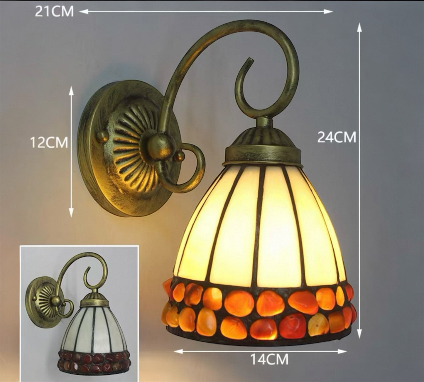 CDH Tiffany Wall Lights with 14cm Shade (26004BW)