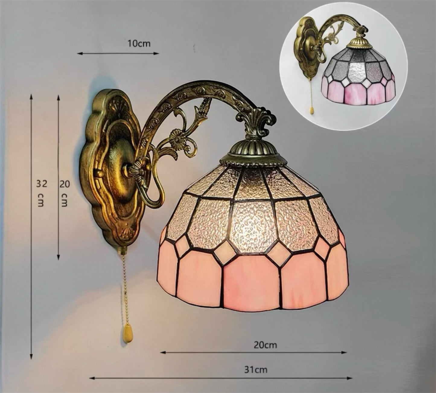 CDH Tiffany Wall Lights with 20cm Shade (26006PW)