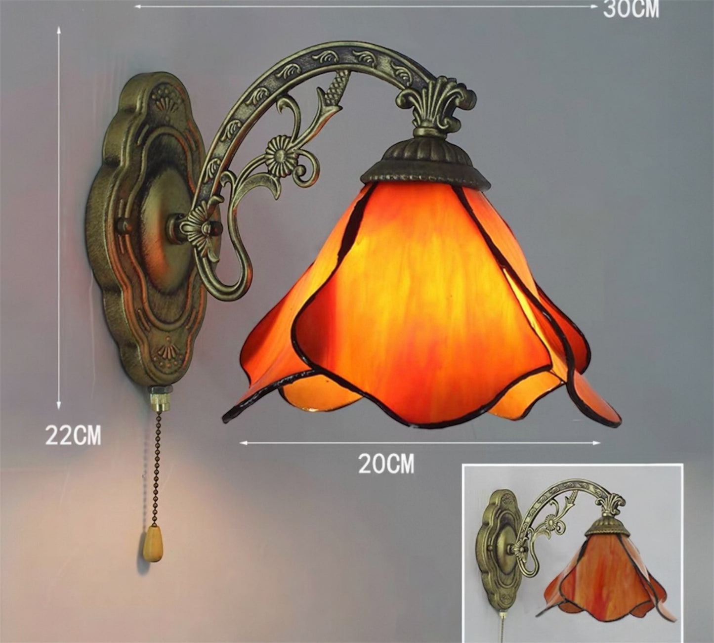 CDH Tiffany Wall Lights with 20cm Shade (12034OW)