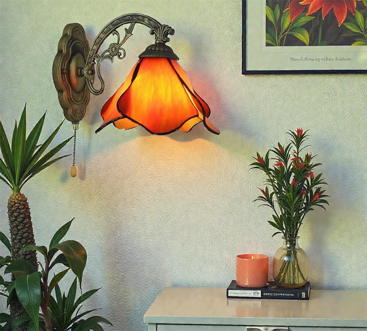 CDH Tiffany Wall Lights with 20cm Shade (12034OW)