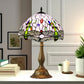 Multicolor dome stained-glass table lamp with bronze metal base