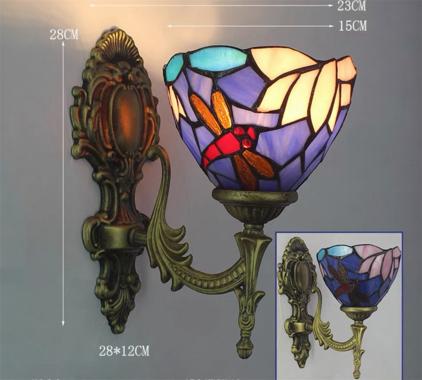 CDH Tiffany Wall Lights with 15cm Shade (12062W2)