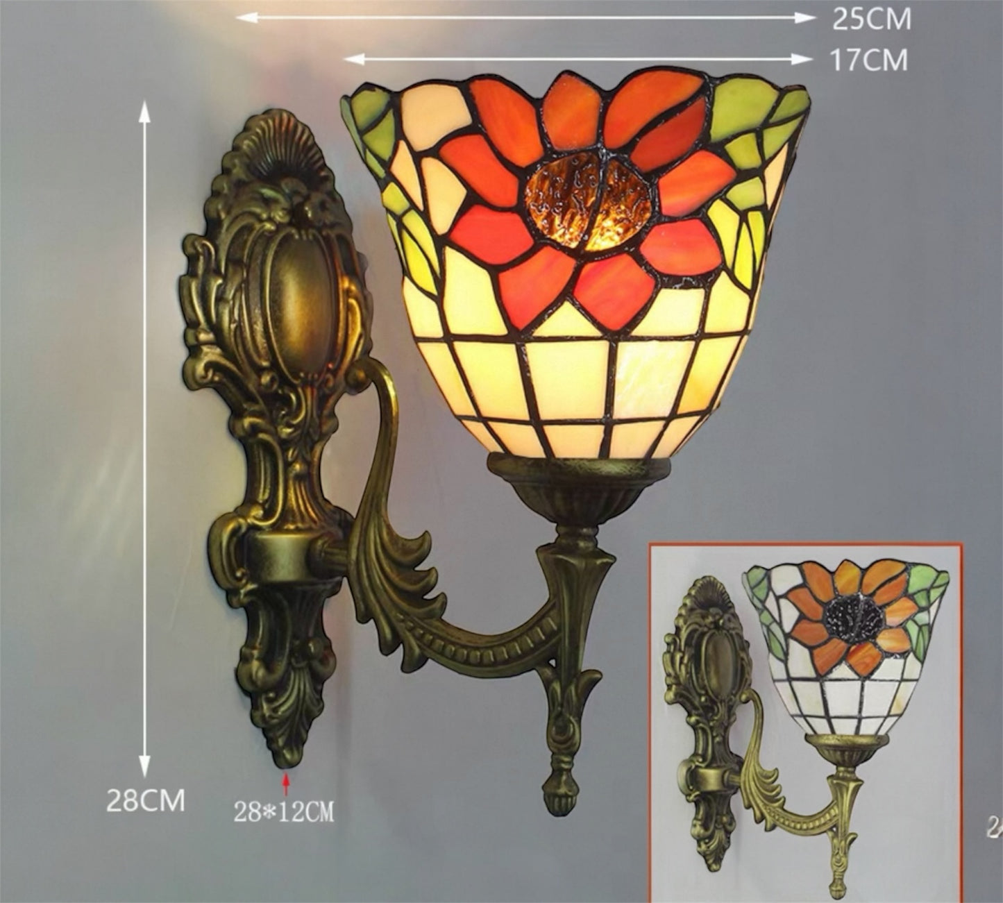 CDH Tiffany Wall Lights with 17cm Shade (12068W2)