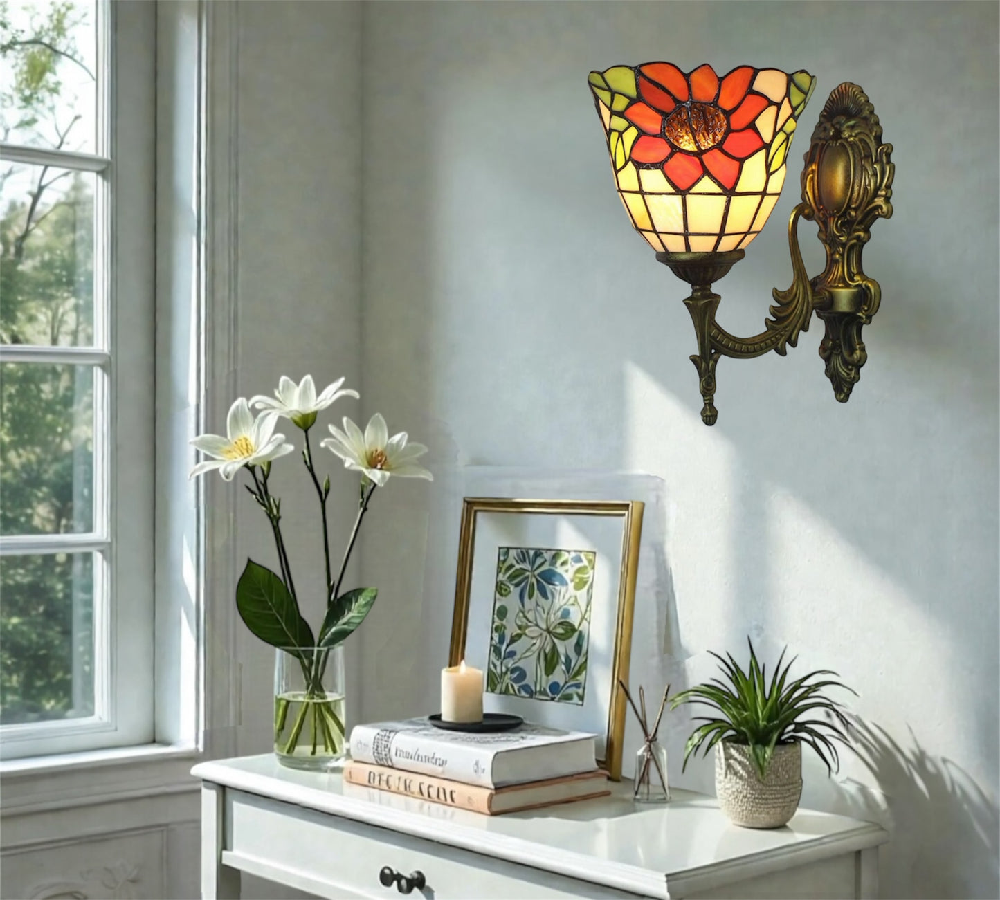 CDH Tiffany Wall Lights with 17cm Shade (12068W2)