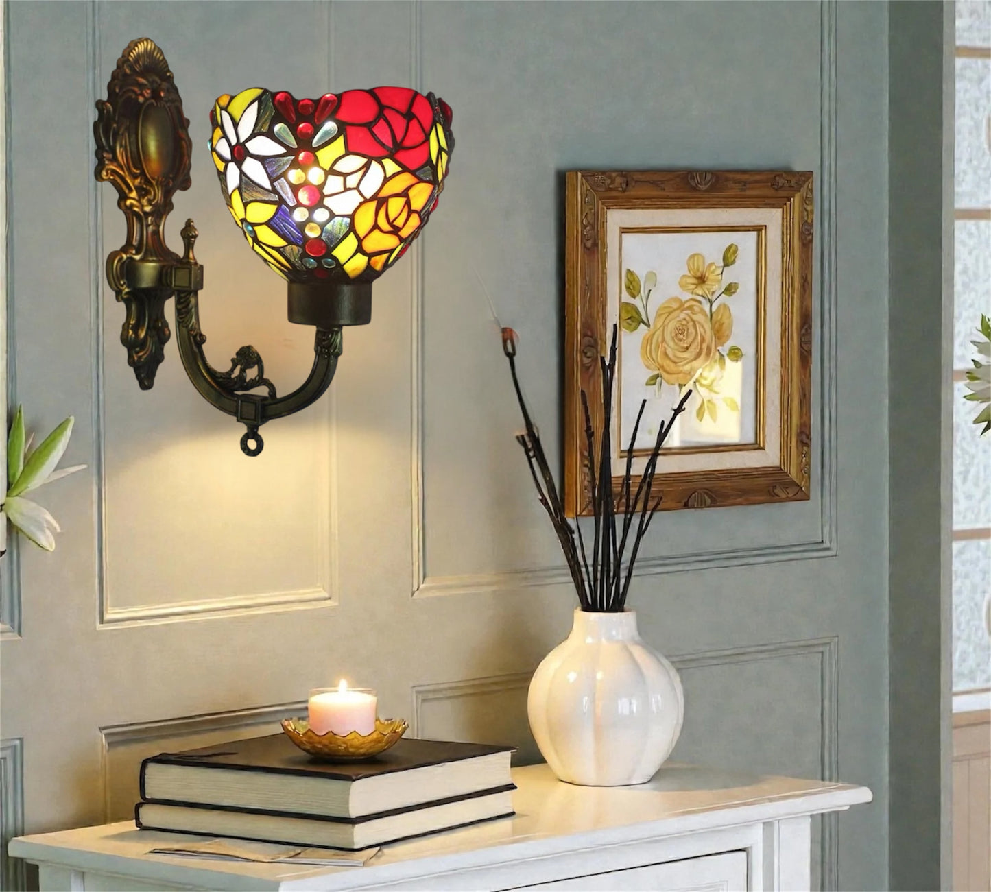 CDH Tiffany Wall Lights with 16cm Shade (16114QW)