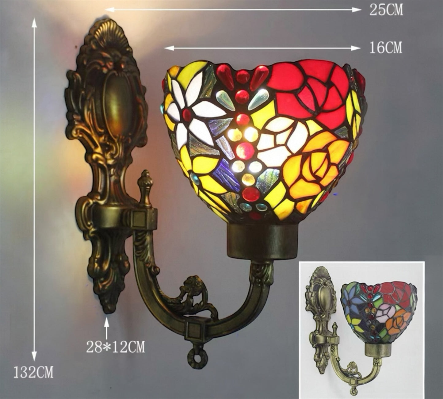 CDH Tiffany Wall Lights with 16cm Shade (16114QW)