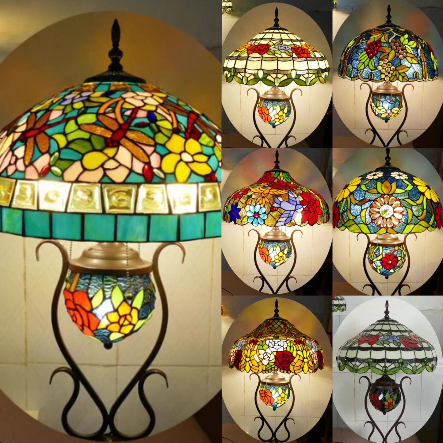 CDH Tiffany Mother-Daughter Vase Floor Lamp X-LARGE 46cm Shade (15091)