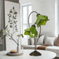 Green stained glass water lily table lamp with two flower shades and metal base