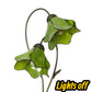 Green stained glass water lily table lamp shade details with curved metal stand