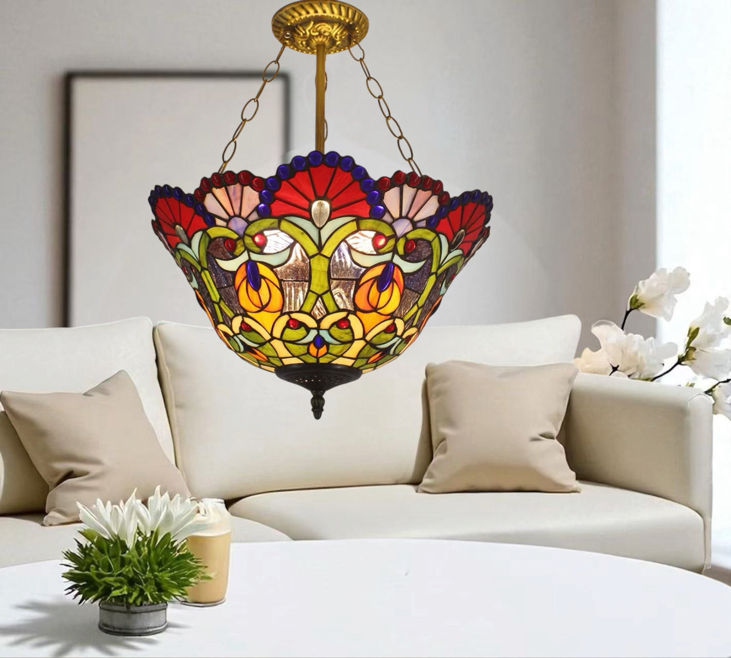 CDH 16" Tiffany Upright Lamp 40cm shade (16086CR)