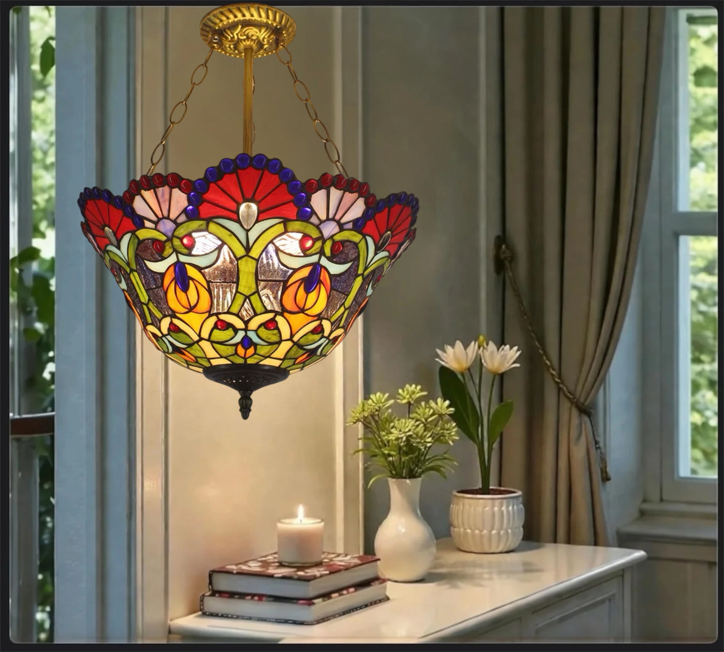 CDH 16" Tiffany Upright Lamp 40cm shade (16086CR)