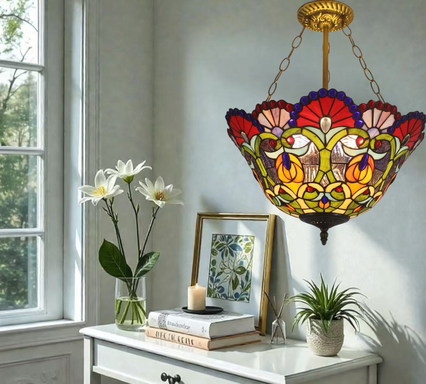 CDH 16" Tiffany Upright Lamp 40cm shade (16086CR)