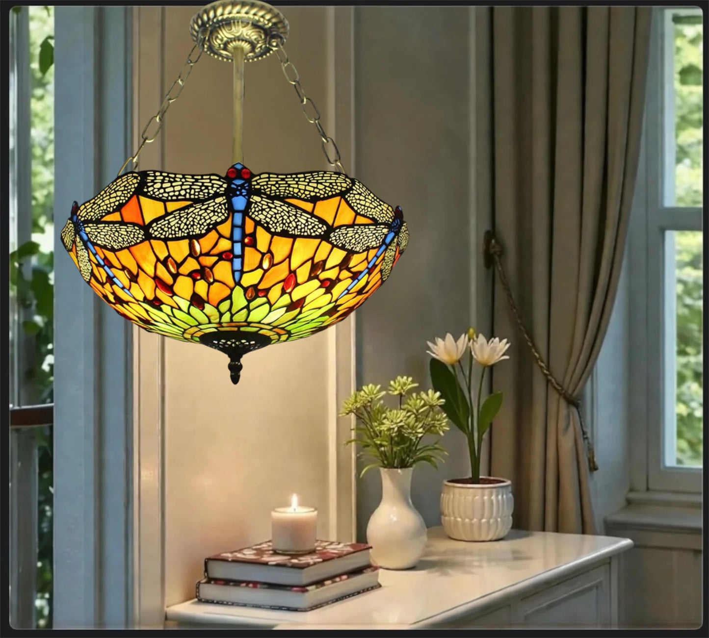 CDH 16" Tiffany Upright Lamp 40cm shade (16034CR)