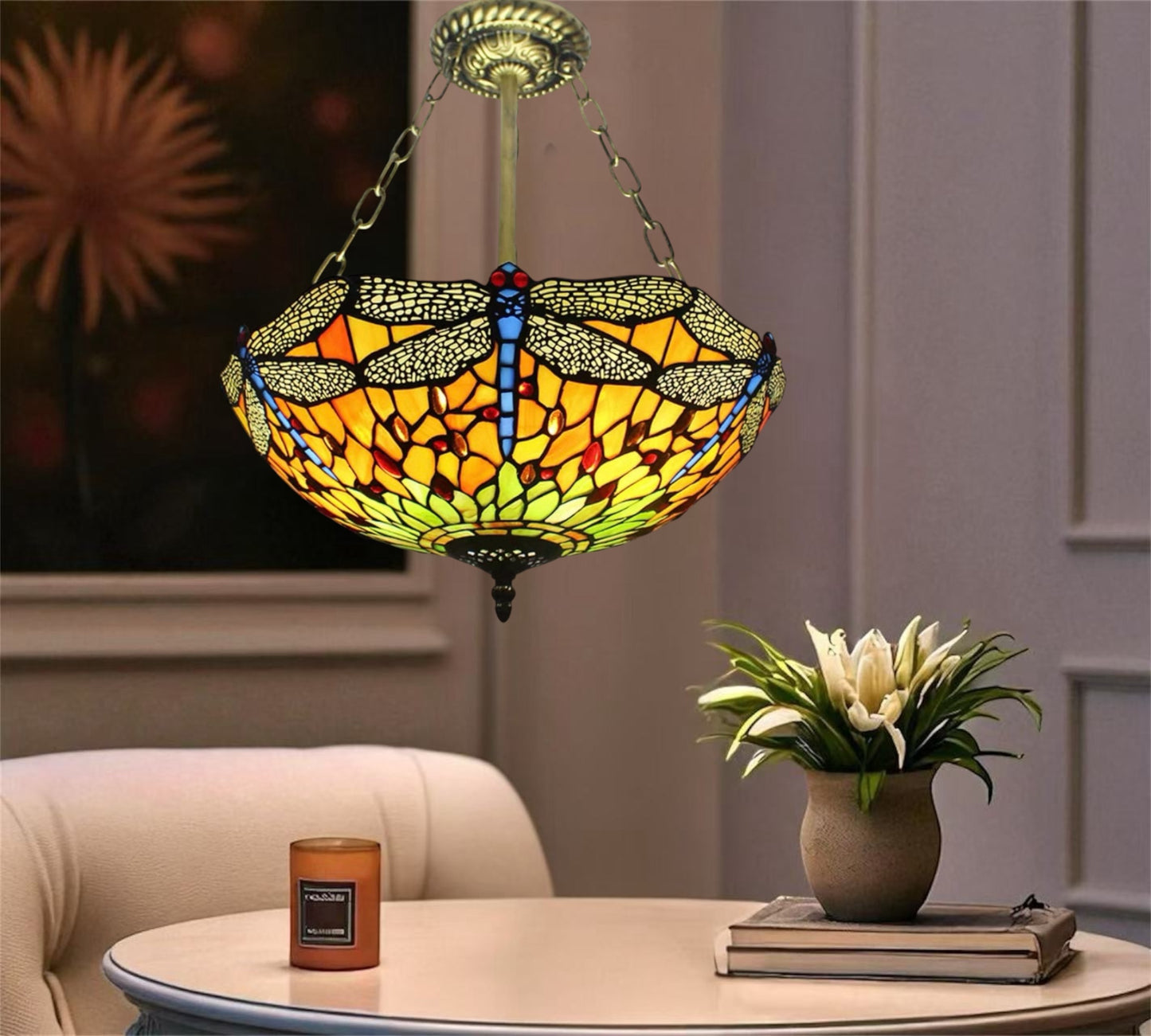 CDH 16" Tiffany Upright Lamp 40cm shade (16034CR)