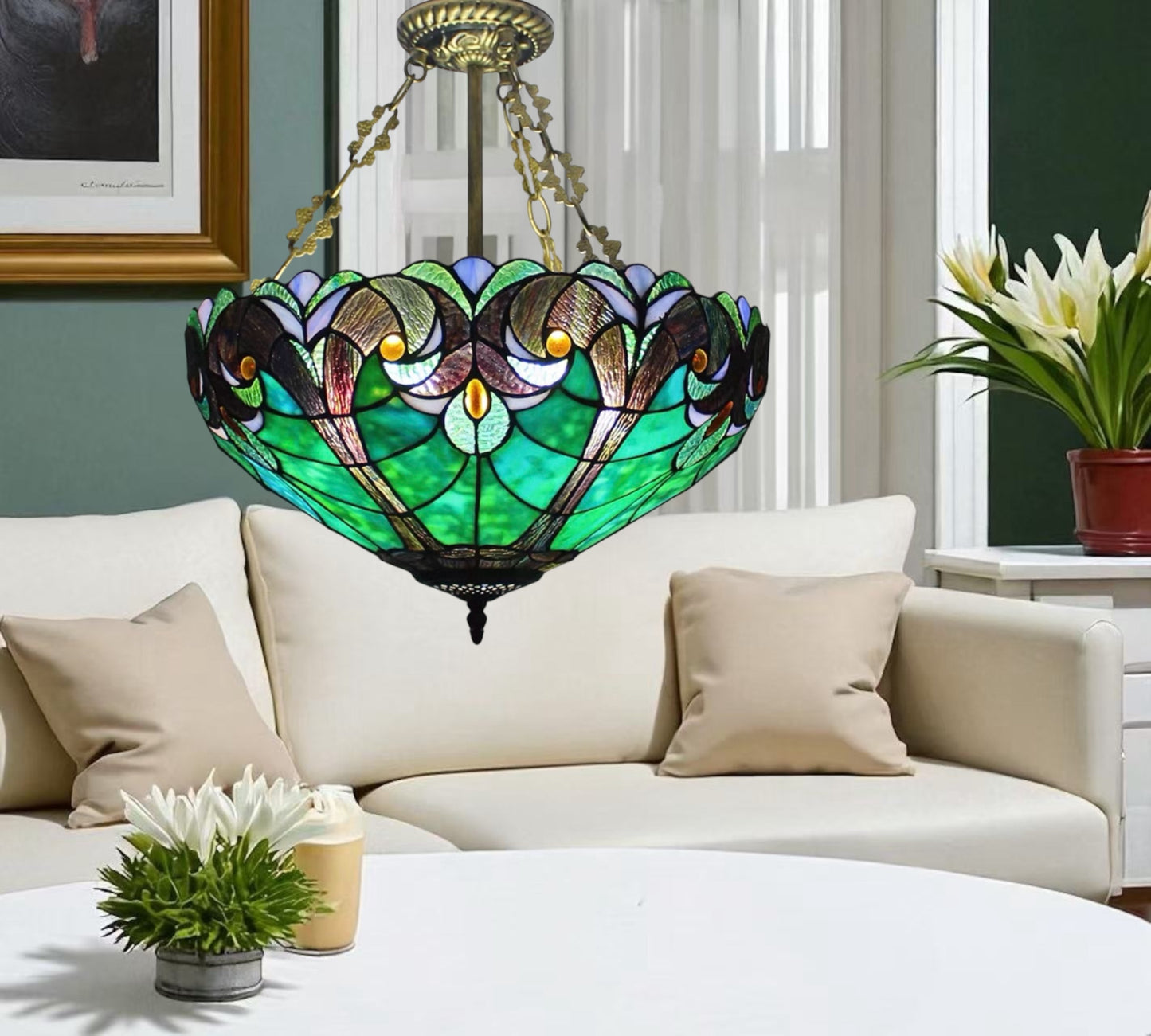 CDH 16" Tiffany Upright Lamp 40cm shade (16013CR)